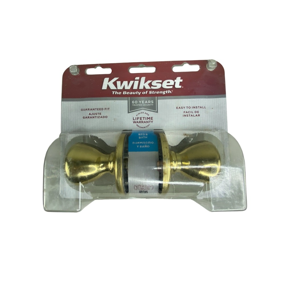 Kwikset Unisex Privacy Door Knob OS Polished Brass Tylo Bed Bath Lock 300T 3 CP